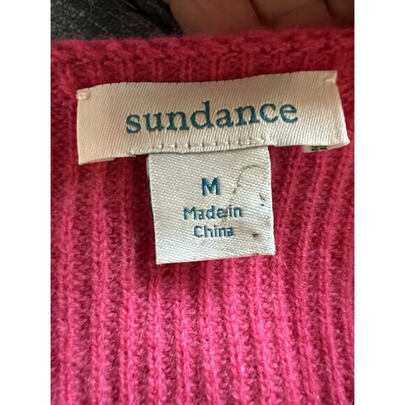 SUNDANCE pink v-neck ribbed cashmere sweater M boho preppy coquette - Picture 4 of 8